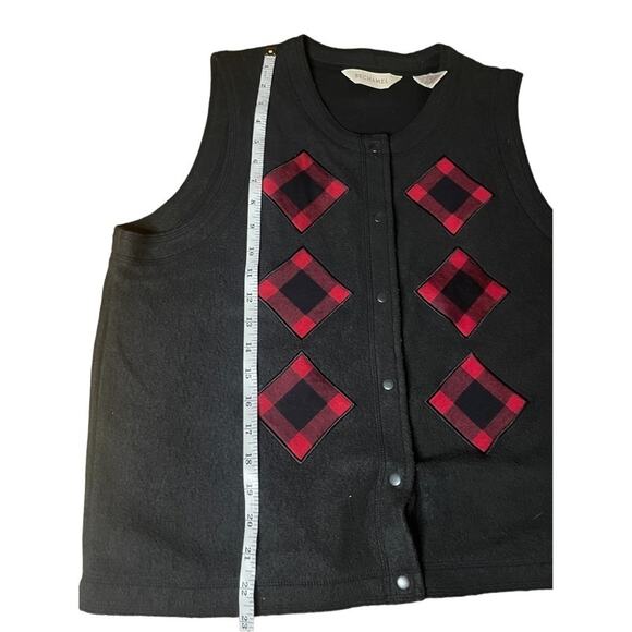 Bechamel Red & Black Buffalo Plaid Snap Vest q - Picture 3 of 4